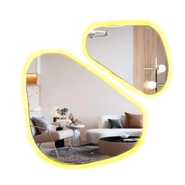 Imagem de Kit 2 Espelho Orgânico Led 80cm e 51cm Decorativo Banheiro - V.A Decor