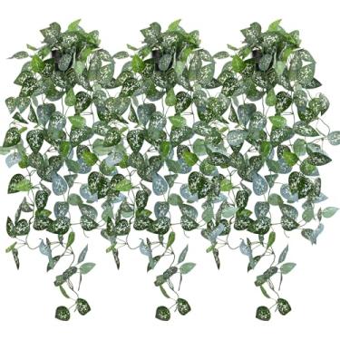 Imagem de Planta falsa pendurada com vaso, planta de samambaia artificial em vaso, 73 cm de comprimento, planta de videira falsa pendurada para prateleira, casa, escritório, interior, exterior, jardim