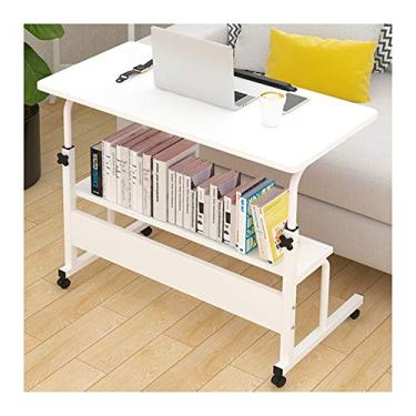 Imagem de LIPJIA Overbed Table Mobile Overbed Mesa de computador mesa de colo móvel, altura ajustável com 4 rodízios bloqueáveis com rodas sobre a cama