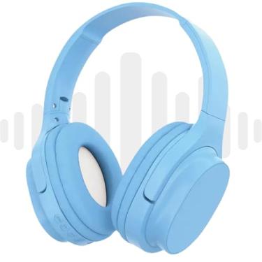 Imagem de Fone de Ouvido Bluetooth 5.3 Headphone Sem Fio Fone Academia Corrida Trabalho com Cancelamento de Ruído On-ear Dobrável PREMIUM (Azul Claro)