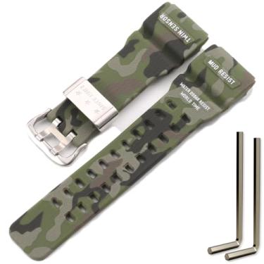 Imagem de Pulseira de resina compatível com Casio G-Shock Master of G Mudmaster GG-1000 GWG-100 GSG-100 pulseira de relógio esportivo, Camuflagem verde militar, One Size
