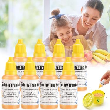 Imagem de Refil de líquido para armadilha para moscas de frutas, pacote com 8, isca matadora de mosquitos, armadilhas para moscas de frutas para ambientes internos e externos, casa, cozinha, 20 ml cada garrafa