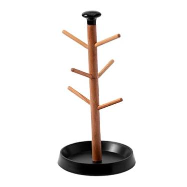 Imagem de DimyFew Suporte para canecas de vidro em formato de árvore, prateleira para armazenamento, suporte para xícaras de café para sala de estar, escritório, mesa, Base Preta