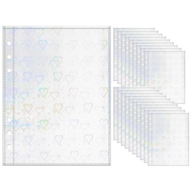 Imagem de Capas para cartões fotográficos A5, 20 peças, protetores de lençol 13 cm x 19 cm, 1 bolso com inserções de cartão de imagem transparente e piscante, páginas de refil de álbum de fotos PP para fichário