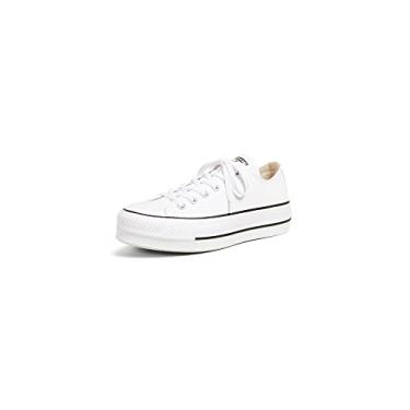 Imagem de Converse Tênis feminino Chuck Taylor All Star Lift plataforma jeans moderno, Branco/Preto/Branco, 37