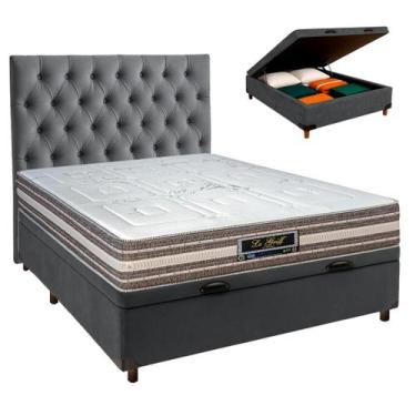 Imagem de Cama Box Bau + Colchão Casal Molas Ensacadas Legriff Sankonfort + Cabe