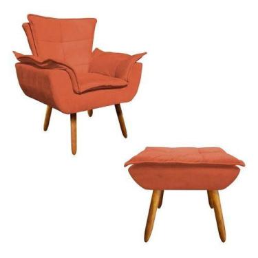 Imagem de Kit Poltrona + Puff Opala Consultório Suede Laranja - King Lar