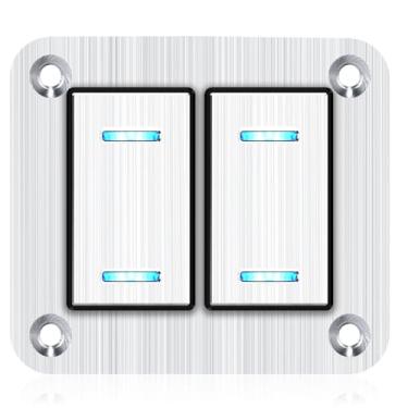 Imagem de xhtechnology Painel De Interruptores Basculantes Alumínio 2 Vias - 12 V/24 V, 3 Pinos Liga/Desliga, Pré-Cabeado, À Prova D'Água, Para Barcos, Automóveis, Trailers