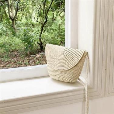 Imagem de Bolsa Transversal De Verão Para Menina, Linda Bolsa De Palha Trançada,