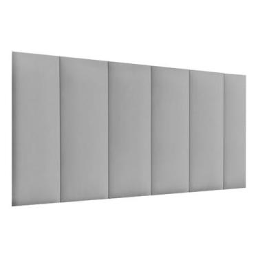 Imagem de Painel Cabeceira Cama Casal Kit Modulo Veludo Kit 7 Modulos Cinza - Ar