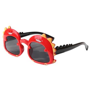 Imagem de Eyeglasstor Óculos De Sol Desenho Animado Dinossauro Para Crianças 2 A 6 Anos, Proteção Uv, Ajuste Seguro, Aventuras Ao Ar Livre, Lentes Escuras, Vermelho E Preto