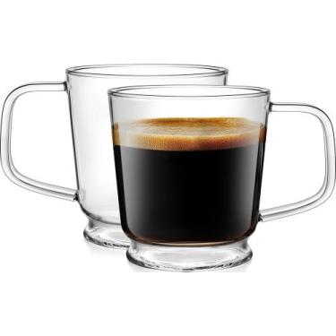 Imagem de Canecas de café de vidro Aquach 480ml, conjunto de 2 resistentes ao ca