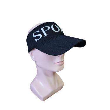 Imagem de Boné Viseira em Tricô Preto Elástico | Aba Grande 10cm