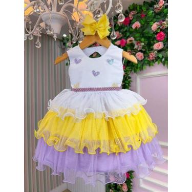 Imagem de Vestido Vila Lele Bebê Lolo Saia Amarelo e Lilás - Tecido Tule 100% Po
