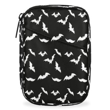 Imagem de Caixa organizadora de pílulas de viagem de morcego preto e branco semanal, portátil, pílulas diárias, recipiente pequeno para pílulas anticoncepcionais, compartimentos removíveis para medicamentos