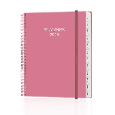 Imagem de Agenda 2026 - Agenda 2026 semanal e mensal de janeiro de 2026 a dezembro de 2026, agenda 2026 com bolso interno, faixa elástica, 21,6 cm x 28 cm, rosa