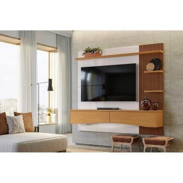 Imagem de Painel p/ TVs até 65" Europa Off White Perolizado/Tauari Ripado - Lukaliam