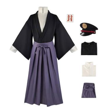 Imagem de Kaziuoi Adult Tsukasa Yugi Cosplay Costume Unisex Top Skirt with Hat Kimono Uniform Suit for Halloween Party (Purple, 3X-Large)
