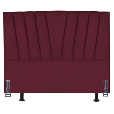 Imagem de Cabeceira Cama Box King 195 Cm Ludmilla Em Suede Com Frame Cor:bordô