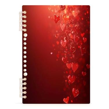 Imagem de Burbuja Caderno Red Hearts, papel pautado universitário A5 com 60 folhas, fichário para escritório, 1 pacote