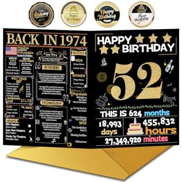 Imagem de Joycard Cartão de aniversário de 52 anos com envelope, decorações de aniversário de 52 anos para mulheres e homens, presentes de aniversário para mãe e pai, cartões de feliz aniversário para esposa