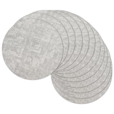 Imagem de Jogo americano redondo de 33 cm, conjunto de 12, tapetes de mesa reversíveis de couro sintético resistente ao calor, 100% à prova d'água, à prova de óleo, limpável, para uso interno (12, cinza claro)