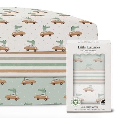 Imagem de Lençóis de berço 100% algodão orgânico (pacote com 3) – Lençóis de cabeceira com certificação GOTS – Cabe até 140 x 70 cm / 28 x 52 polegadas – Respirável e naturalmente refrescante – Elástico duplo