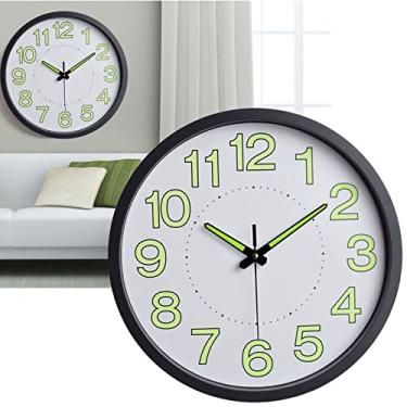 Imagem de aqxreight Relógio de Parede Luminoso de 12 Polegadas Relógio de Quartzo Redondo Minimalista para Decoração de Sala de Estar de Quarto Branco Trabalhando Dormindo Uma Parede Redonda Luminosa PRECISA