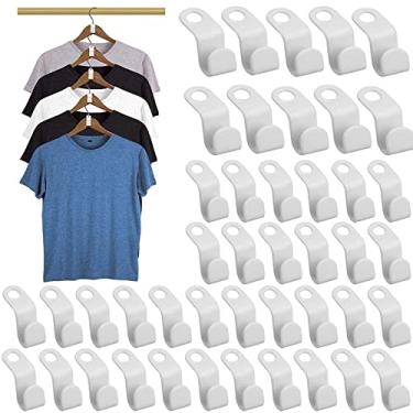 Imagem de 50PCS Ganchos de Cabide Conector Roupas para Economia Espaço Cabides Cascateados Organizador Armário PP Leve e Resistente Guarda-Roupas Multiuso
