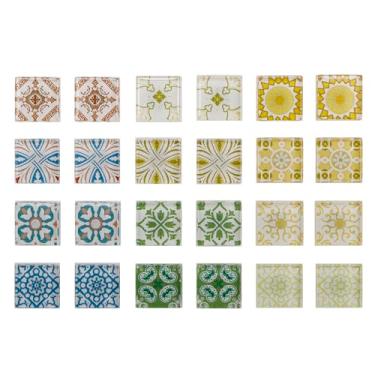 Imagem de Pacote com 24 ímãs de vitral, ímãs de geladeira vibrantes com 12 padrões exclusivos para geladeira, quadro branco e superfícies metálicas, ímãs decorativos para notas, fotos e escritório