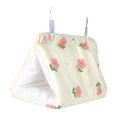 Imagem de predolo Casinha Aconchegante de Inverno para Pássaros, Cama Fofa para Gaiola de Papagaios, Abrigo Tipo Cabana, Rede Suspensa para Calopsitas E Araras, Branco