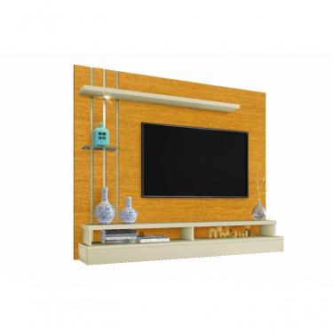 Imagem de Painel Tv Eros 55 Polegadas 135x160cmprateleira Vidro Nichos Naturale/Off White