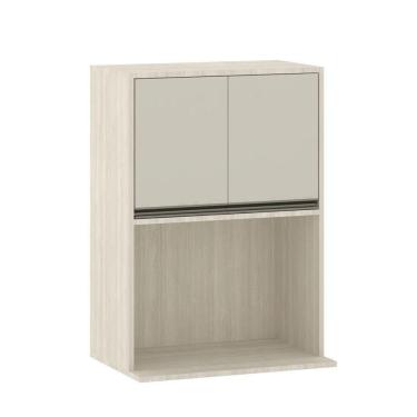 Imagem de Armário Aéreo 60 Cm Com Nicho Para Microondas 2 Portas Linea Pátina Ff/mocca Laca