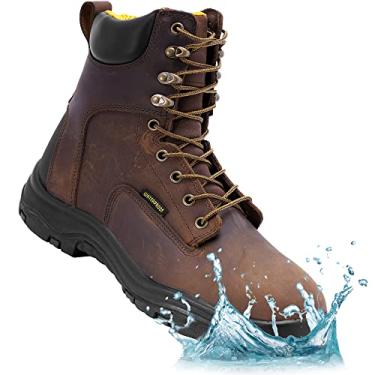 Imagem de EVERBOOTS Bota masculina impermeável de couro para trabalho, modelo ultra seco, leve, utilitária, para construção, telhado, caça, trilhas de inverno, Marrom escuro, 37