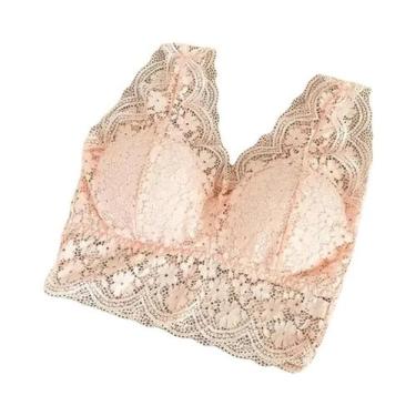 Imagem de Camisola Feminina Com Decote V Profundo, Sutiã De Renda, Sem Aro, Acol