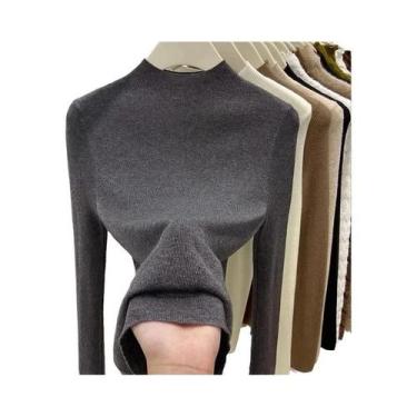 Imagem de Suéter Feminino Slim Fit De Gola Alta Quente Casual Outono Inverno Pul