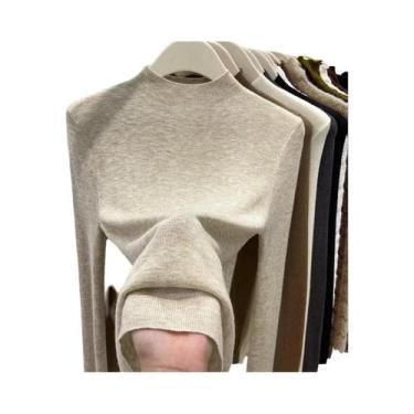 Imagem de Suéter Feminino Slim Fit De Gola Alta Quente Casual Outono Inverno Pul