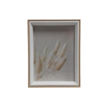 Imagem de Porta Retrato Madeira 15x20cm Moldura Fina Bege e Branco - COLISEU
