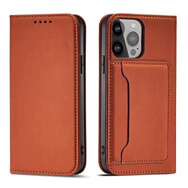 Imagem de Capa de telefone móvel para iphone 11 xr xscase para iphone 12 pro max capa protetora de couro para iphone 6 plus 7 8 atração magnética, café, para iphone 14 plus