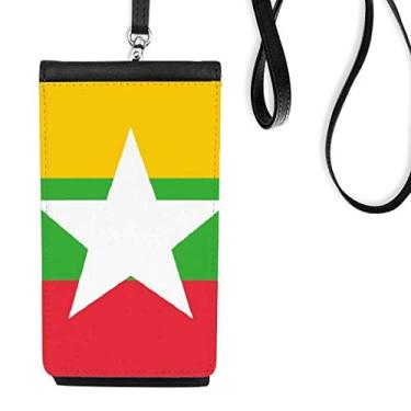 Imagem de Carteira de telefone com bandeira nacional de Myanmar com bolso preto