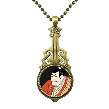 Imagem de DIYthinker Colar de quimono masculino Ukiyoe estilo japonês, joia antiga com pingente de música