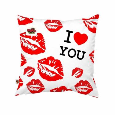 Imagem de Almofada 40x40 I Love You Kisses Presente Dia dos Namorados