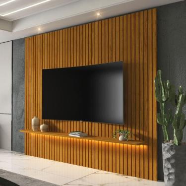 Imagem de Painel Ripado Para Tv Até 70 Polegadas Com Prateleira E Led Nobre Naturale Gelius Naturale