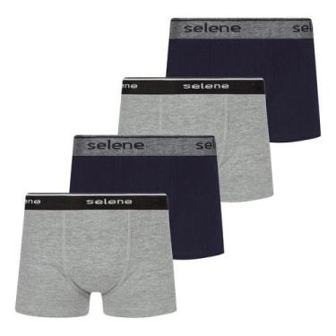Imagem de Kit 4 Cueca Boxer Box Selene Infantil Kids Algodão Original, Preta e c