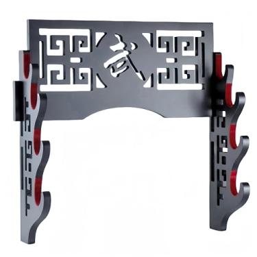 Imagem de Eforlife Suporte de exibição de espada de veludo para parede com tiras de feltro para espadas Katana Wakizashi Genji e Samurai (Bushido de 4 níveis)