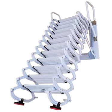 Imagem de Escada de metal espessou a escada de escada de escada espessada escada dobrável de parede de parede fácil de montar para o branco interior externo