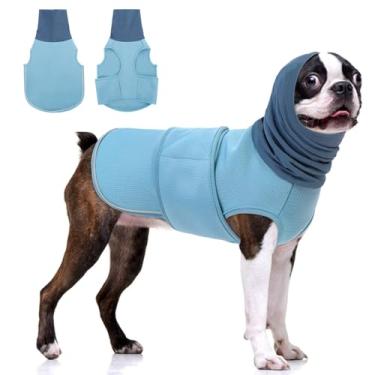 Imagem de KOESON Moletom com capuz calmante para cães, jaqueta Pet Thunder com envoltório de orelha, colete respirável antiansiedade para cães, fogos de artifício, viagens, separação, envoltório confortável