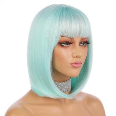 Imagem de Peruca EniLecor Short Bob 30 cm reta sintética verde menta