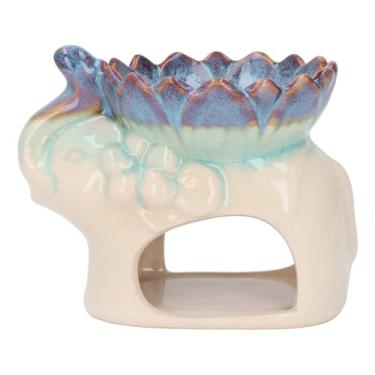 Imagem de Elefante Cerâmica Fragrância Aquecedor de Cera Gelo Crack Textura Padrão Vela Queimador de Óleo Essencial Adorável Forma de Elefante para Sala de Estar Quarto Decoração de