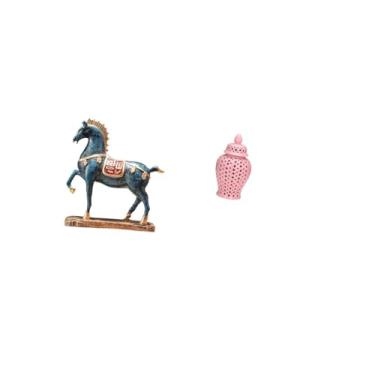 Imagem de Fenteer Escultura de Cavalo em Pé, Jarra de Cerâmica com Gengibre, Vaso Decorativo de Porcelana, Ornamento para Mesa, Sala de Estar, Estante, Arranjo Floral,